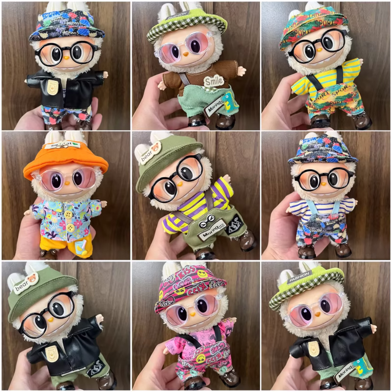 Conjunto de ropa muñeca Labubu poliéster nuevo, sombrero y zapatos de poliéster, 17cm, ropa, decorativas, calzado, juguetes, muñeca, accesorios, regalo, festejos, juegos - Image 3