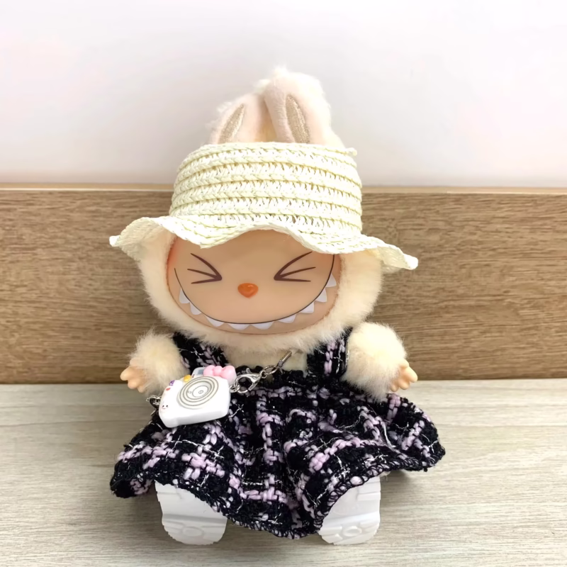 Set de vestido para Labubu V1/V2 17cm: atuendo de diseñador con componentes DIY, vestido mini para muñecas en miniatura y una idea de regalo inteligente