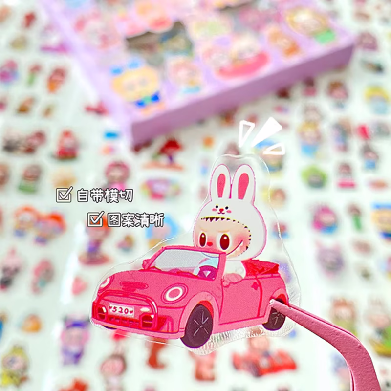 Chiikawa Stitch Anime 100/300 unidades elfo métricas de decoraciones de pegatinas transparentes para DIY en tazas, computadoras, patinetas y otros accesorios