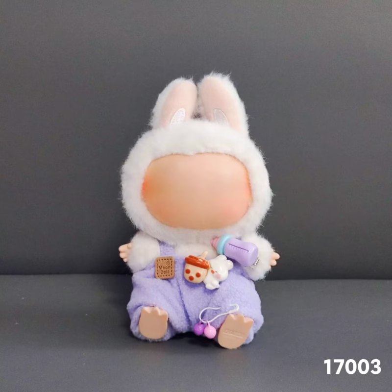 Ropa de regalo para niños a partir de 3 años, ropa para muñecas de 17 cm, ropa elegante para muñecas, monos morados súper suaves con capucha y botellas de forma muñecas - Image 2