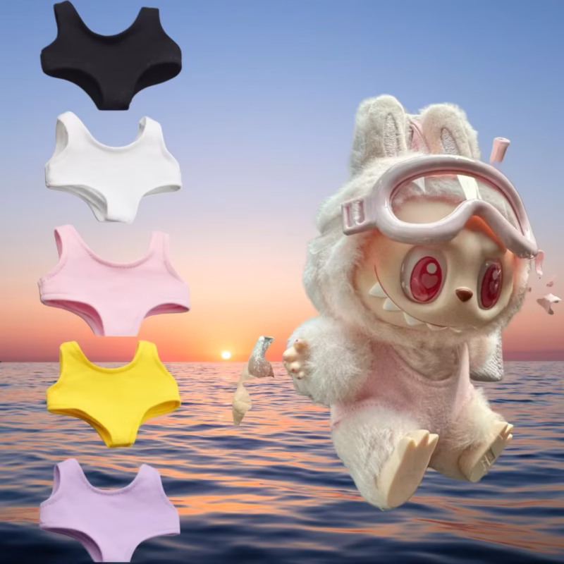 Mini colección de ropa de verano para muñecas Labubu de 17 cm, accesorios y muñeca de algodón de 10 cm, regalo elegante con un solo color, ropa sólida.