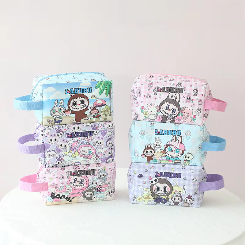 Estuche portátil de almacenamiento multifuncional de gran capacidad con estilo de dibujos animados de anime para estudiantes