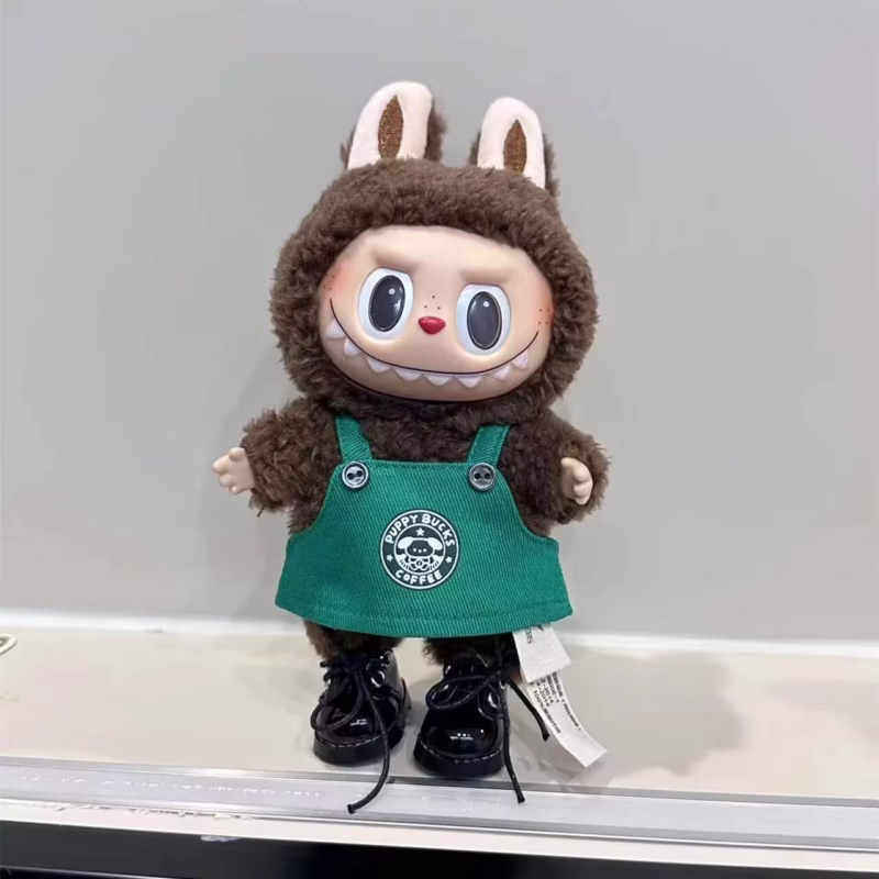 Labubu, indumentaria para muñeca de 17 cm, complementos para vestir monstruos, vestimenta y calzado de café verde de dibujos animados - Image 2