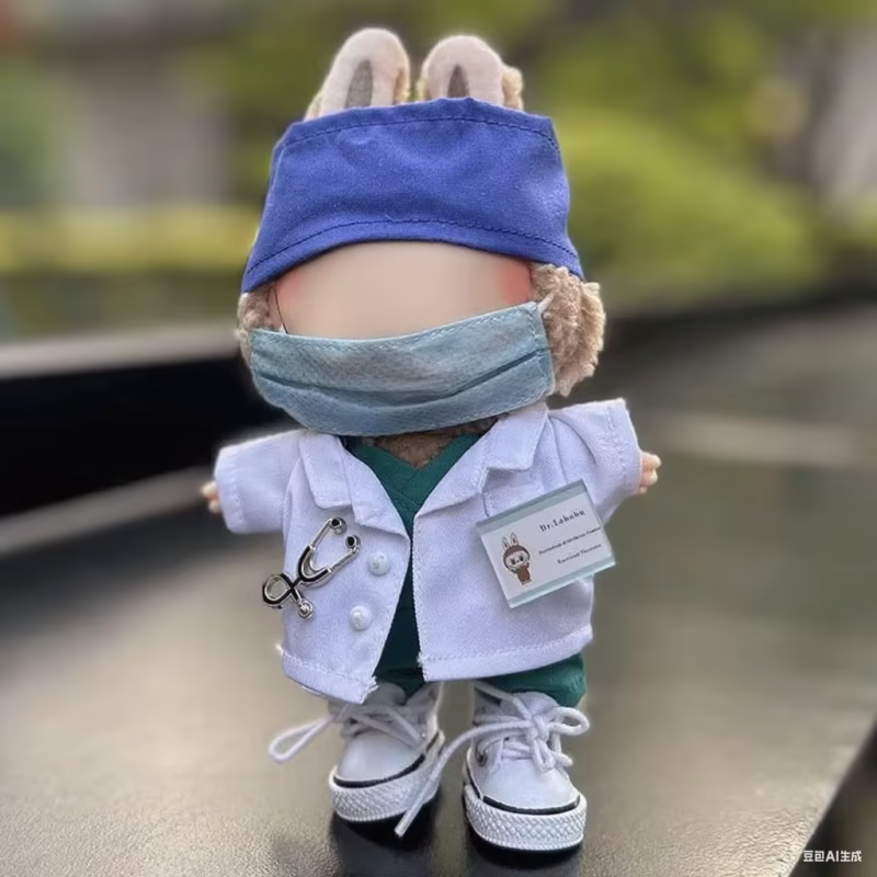 Este conjunto incluye uniforme médico de lujo compatible con uniformes de muñeca Labubu de 17 cm, ropa de diseñadores de lujo para muñecas, juguetes de peluche y accesorios para muñecas. - Image 4