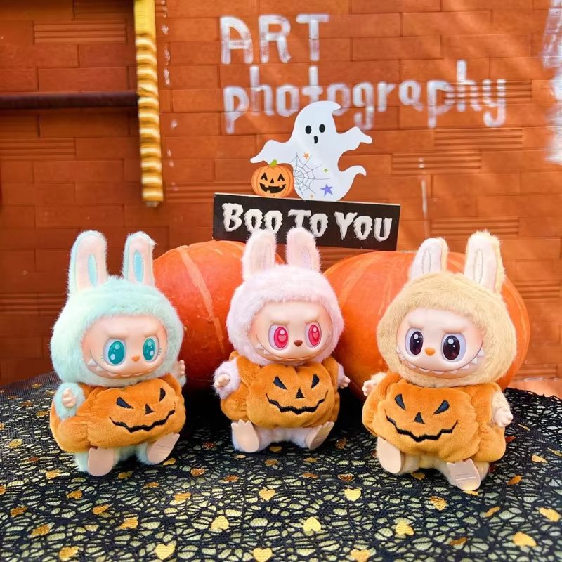 Solo indumentaria para la muñeca de calabaza Labubu de 17cm, sombrero de mago de Halloween, mono, elegante conjunto, ropa para muñecas infantiles, sustitución, reemplazo