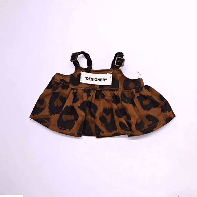 Conjunto para muñecas de peluche, falda con tirantes a rayas, ropa mini para muñecas de 15-17 cm, vestuario Labubu con accesorios extra, decoración para juguete colgante. - Image 3