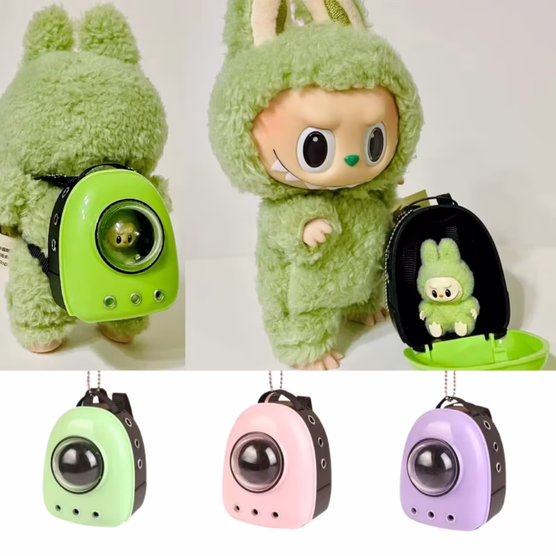 Conjunto de traje Labubu, gato en miniatura temático del espacio y mochila, accesorios de muñeca, decoración de escena para una muñeca de 17 cm y otras muñecas.