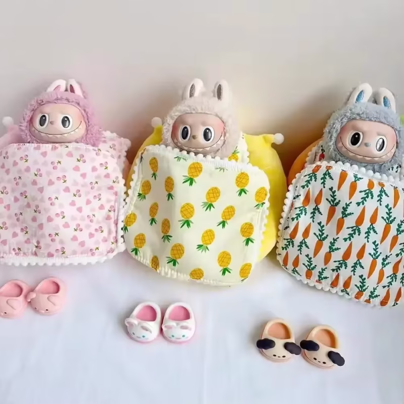 Conjunto de cama para muñecas Labubu con 2 cojines, una cama para la muñeca y un saco de dormir. Accesorios para muñecas BJD 1/12 Molly DOD YMY Obitsu11