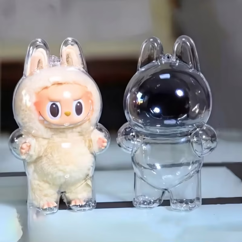 El sobre protector para la muñeca Labubu con Macarrón sentado, contenedor POPMart, almacenamiento protector acrílico de grado coleccionista, soporte de exhibición, 1/6 Uds - Image 2