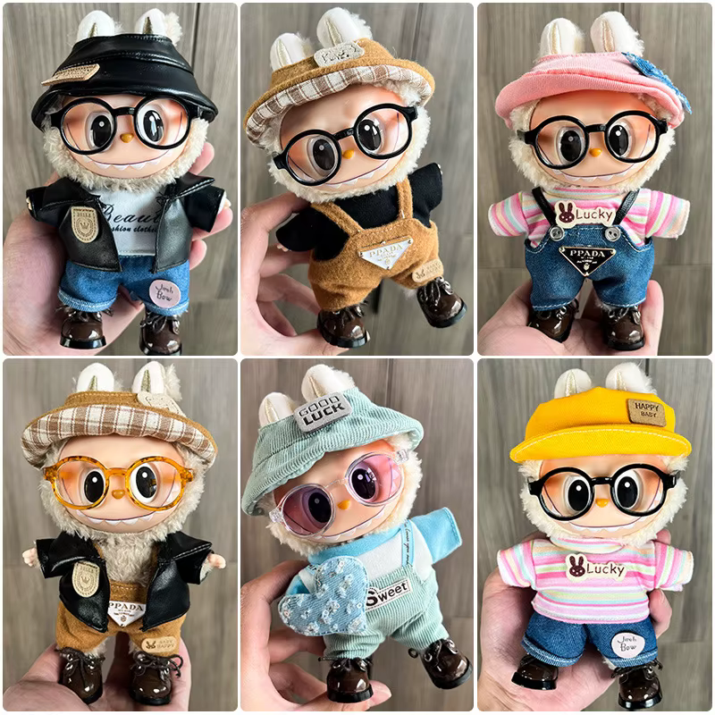 Conjunto de ropa muñeca Labubu poliéster nuevo, sombrero y zapatos de poliéster, 17cm, ropa, decorativas, calzado, juguetes, muñeca, accesorios, regalo, festejos, juegos