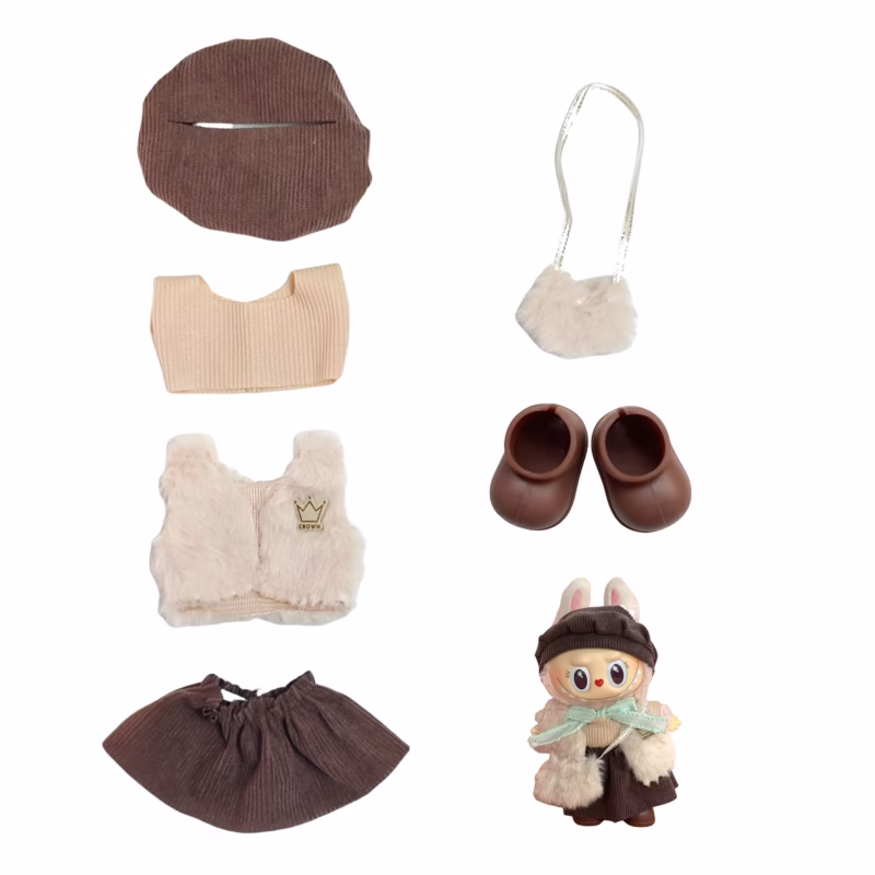 Vestimenta para Labubu Vestimenta de muñeca de peluche de 15-17 cm, equipo de jardinero con llavero portátil, conjunto de traje de jardinero con llavero portátil. - Image 3