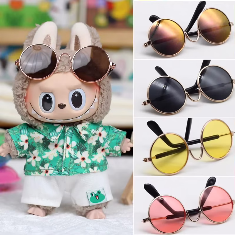 Gafas de sol con gradiente Labubu Cool Streetwear de 17 cm: traje de gafes de muñeca de moda y accesorios B JD