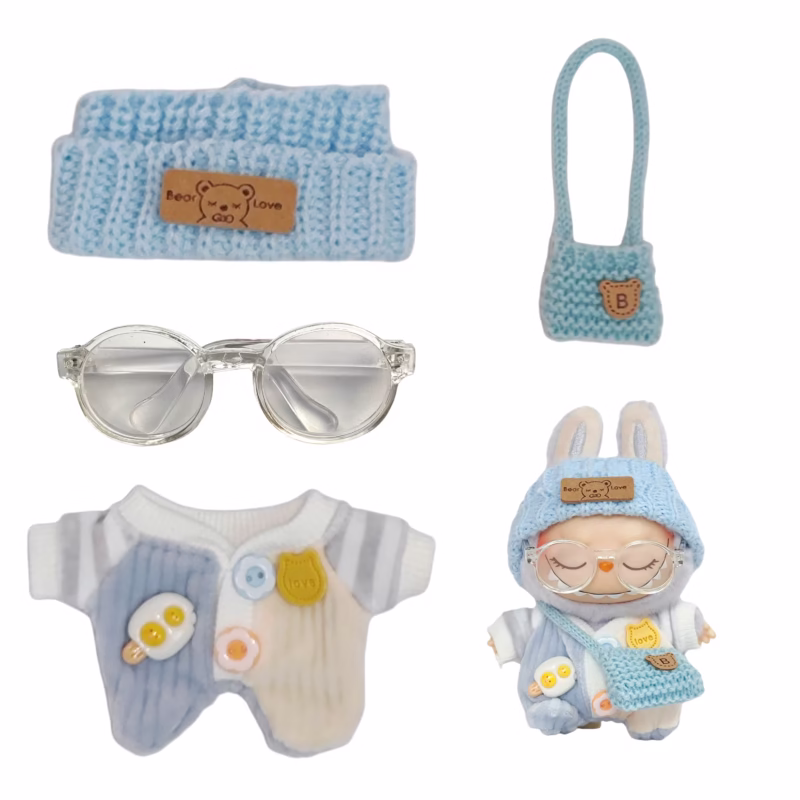 Disfraz mini inspirado en KPOP para muñecas Labubu de 17 cm. Conjunto mini KPOP para muñecas de peluche Labubu de 17 cm.