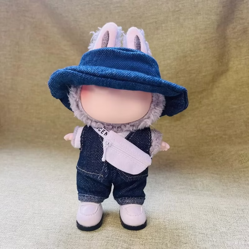 Curado para muñecas Labubu de 17 cm, conjunto de lujo de diseñador, muñecos de peluche para niños, ropa fresca y de moda de Labubu con accesorios de Labubu.
