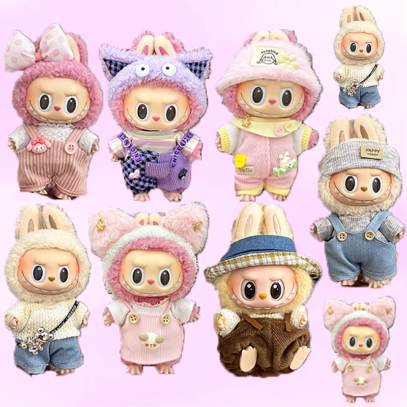 (Indumentaria_only) Indumentaria Labubu, pantalones animados, accesorios Labubu, overol de otoño, set de gorros, muñeca de peluche, vestido elegante, accesorios para muñeca