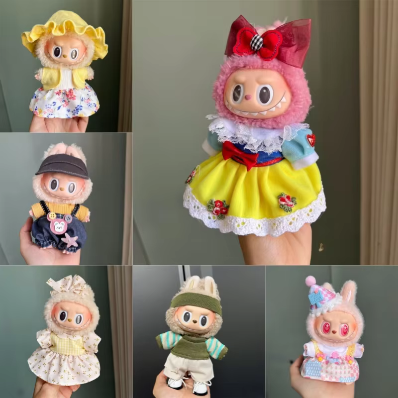 Para el Labubu felpa de 17 cm, atuendo accesorios y ropa de lujo Labubu regalo
