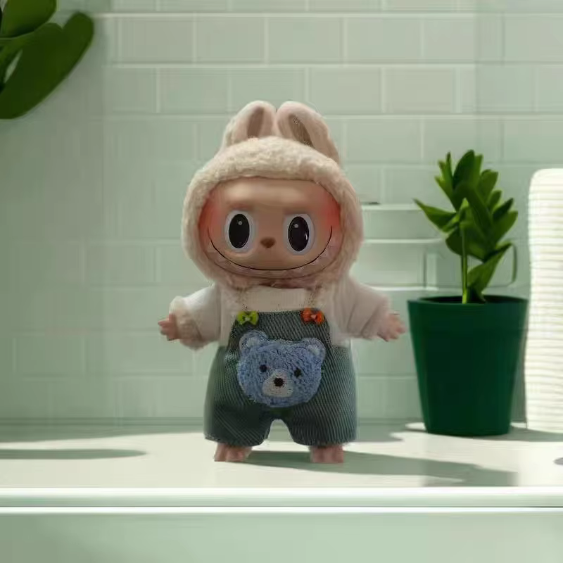 Muñeca de 15 cm, muñeca Labubu de 17 cm, vestido sombrero, kits de bricolaje, accesorios de personalidad