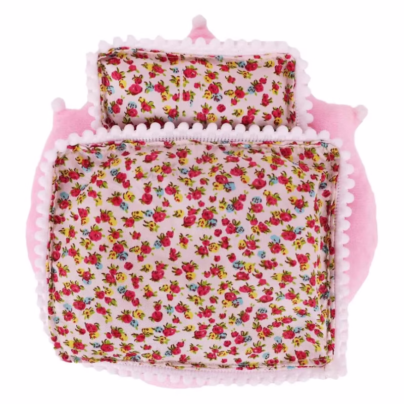 Labubu - Cama mini para muñecas de 15-17 cm, set de 3 piezas con edredón, almohada y accesorios, pijamas de muñeca de algodón suave, saco de dormir para casa y ropa de muñeca. - Image 3
